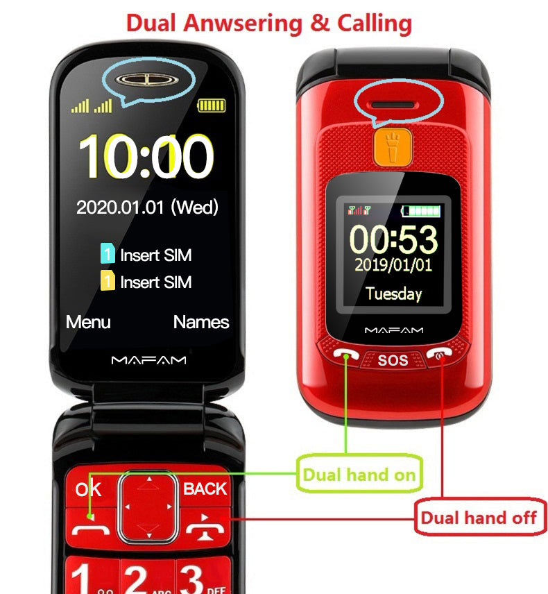 Téléphone à double écran fonction bouton SOS idéal sport double sim