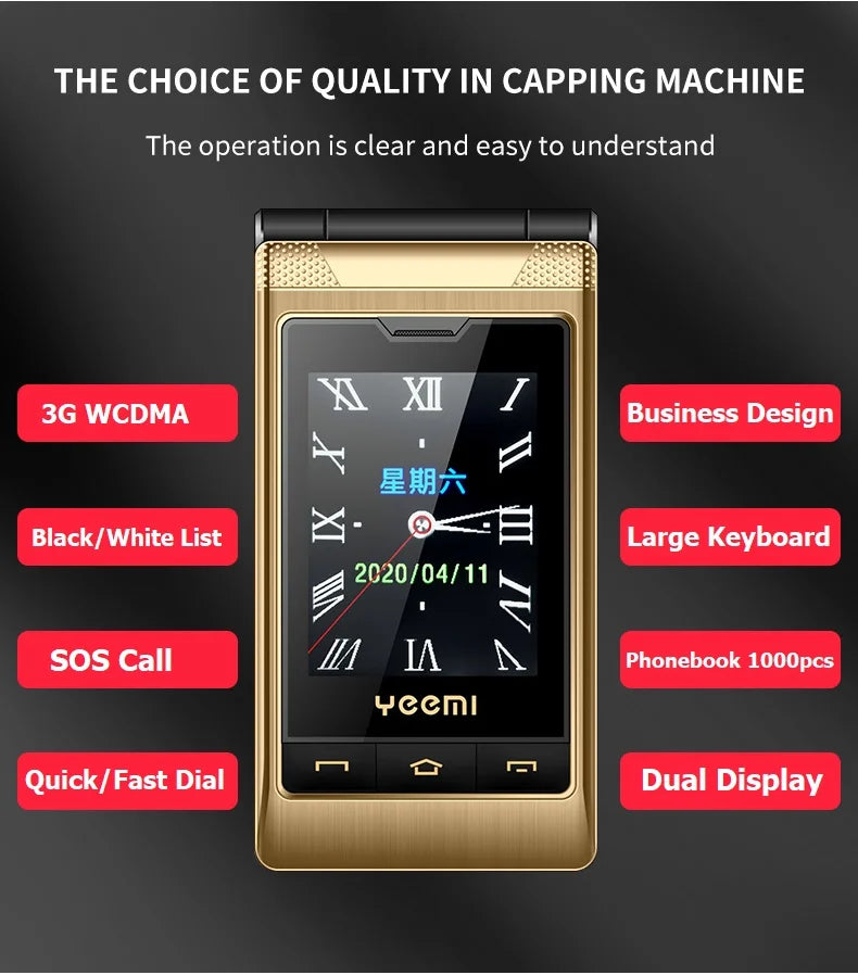 Téléphone de Luxe Yeemi G10 à rabat Double Sim