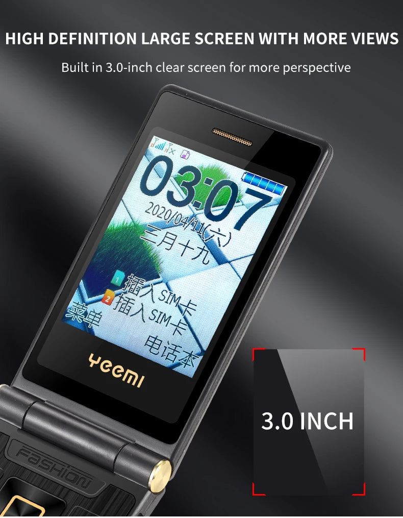 Téléphone de Luxe Yeemi G10 à rabat Double Sim