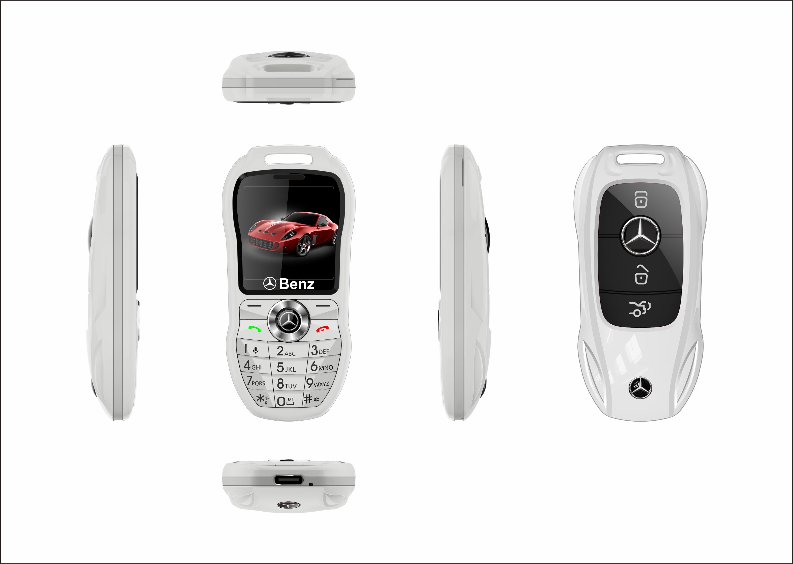Mini téléphone Mercedes Benz clef de voiture style Double Sim