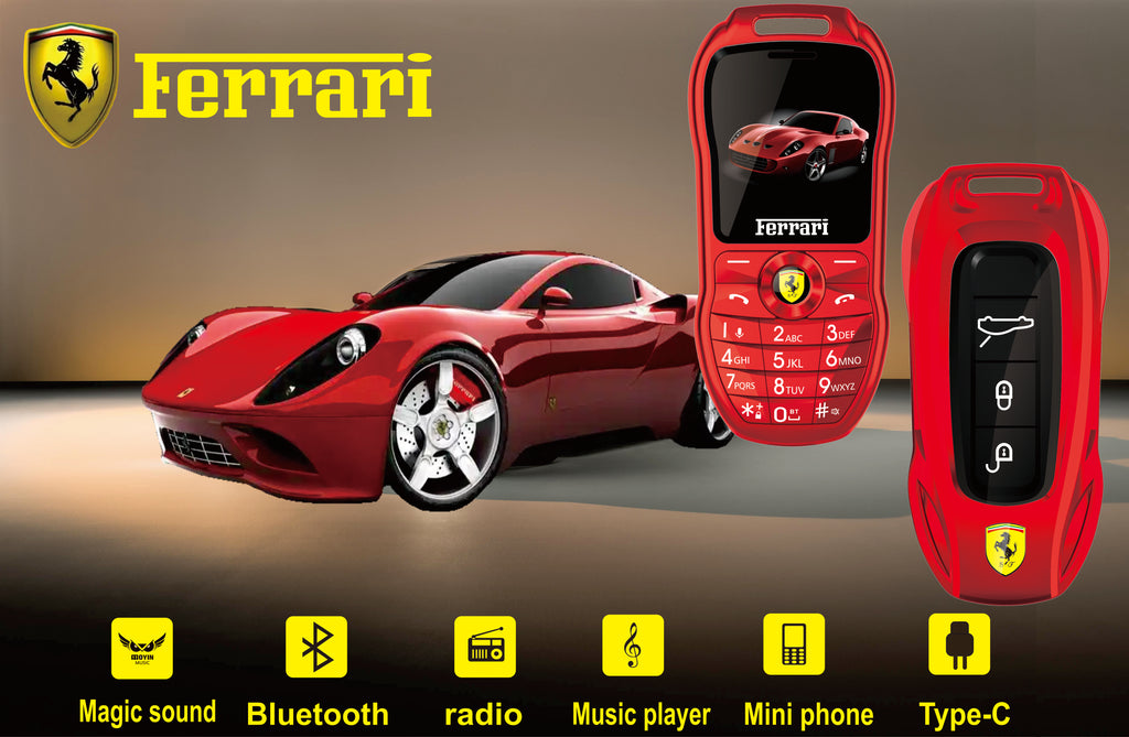Mini téléphone portable Ferrari style clef de voiture de luxe Double Sim