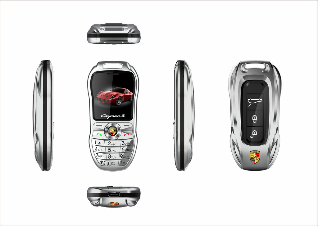 Mini téléphone Porsche Double Sim inspiré clef de voiture