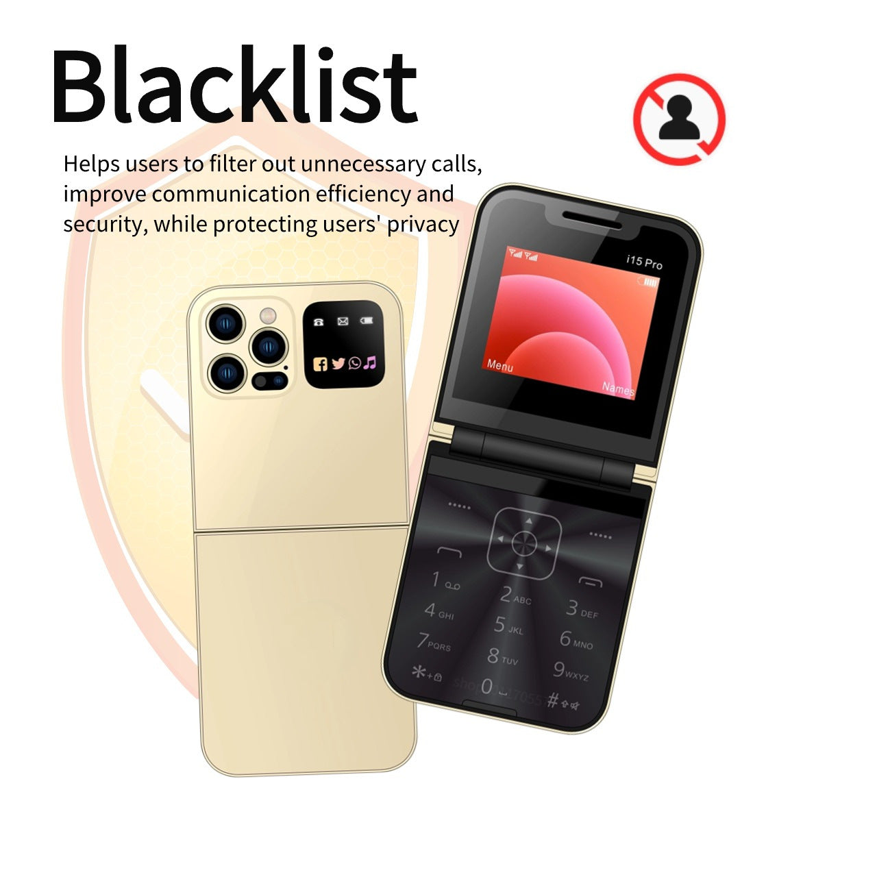 Mini téléphone i15 , type-C, double Sim