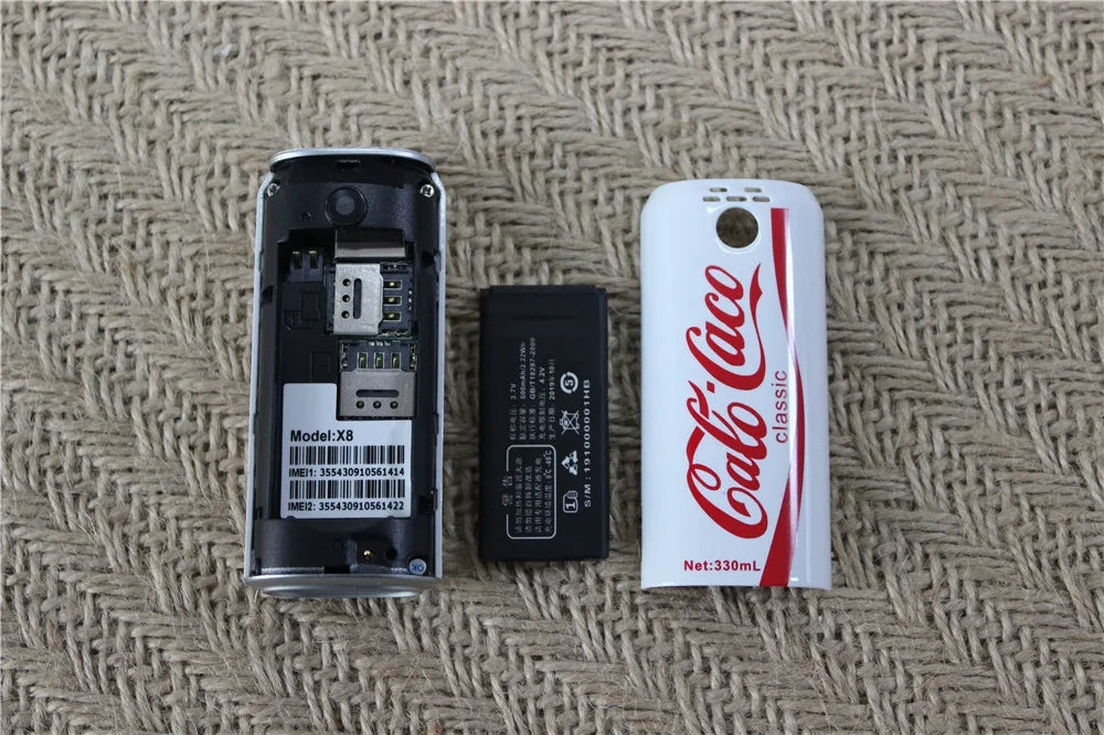 Mini téléphone Coca cola , Pepsi , Heineken double Sim