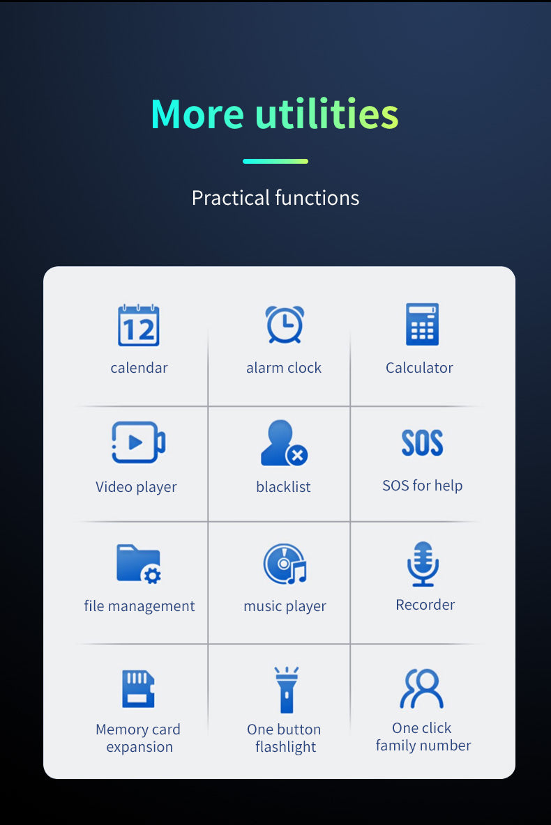 Téléphone randonnée sport Q8 Double Sim, Lampe torche, écran HD Q8