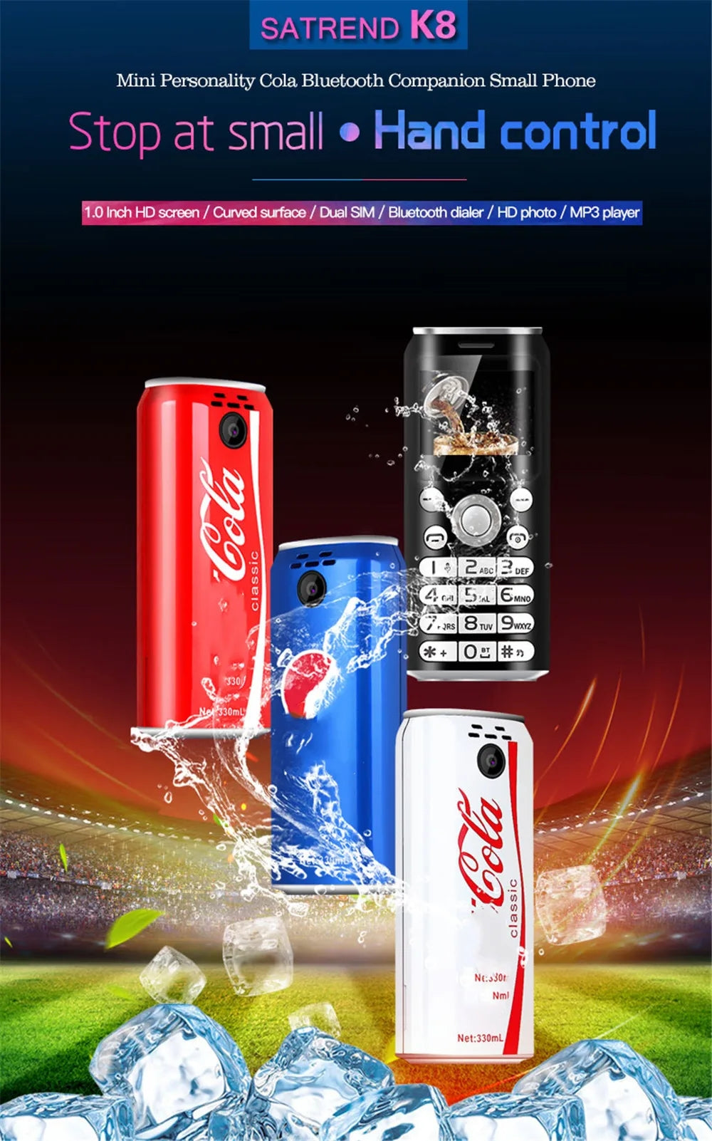 Mini téléphone Coca cola , Pepsi , Heineken double Sim