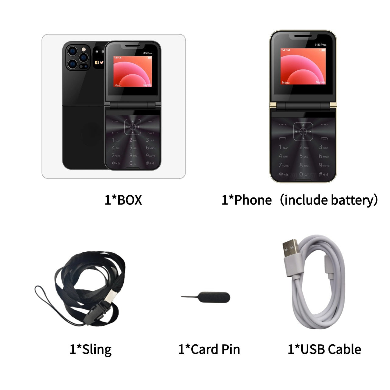 Mini téléphone i15 , type-C, double Sim