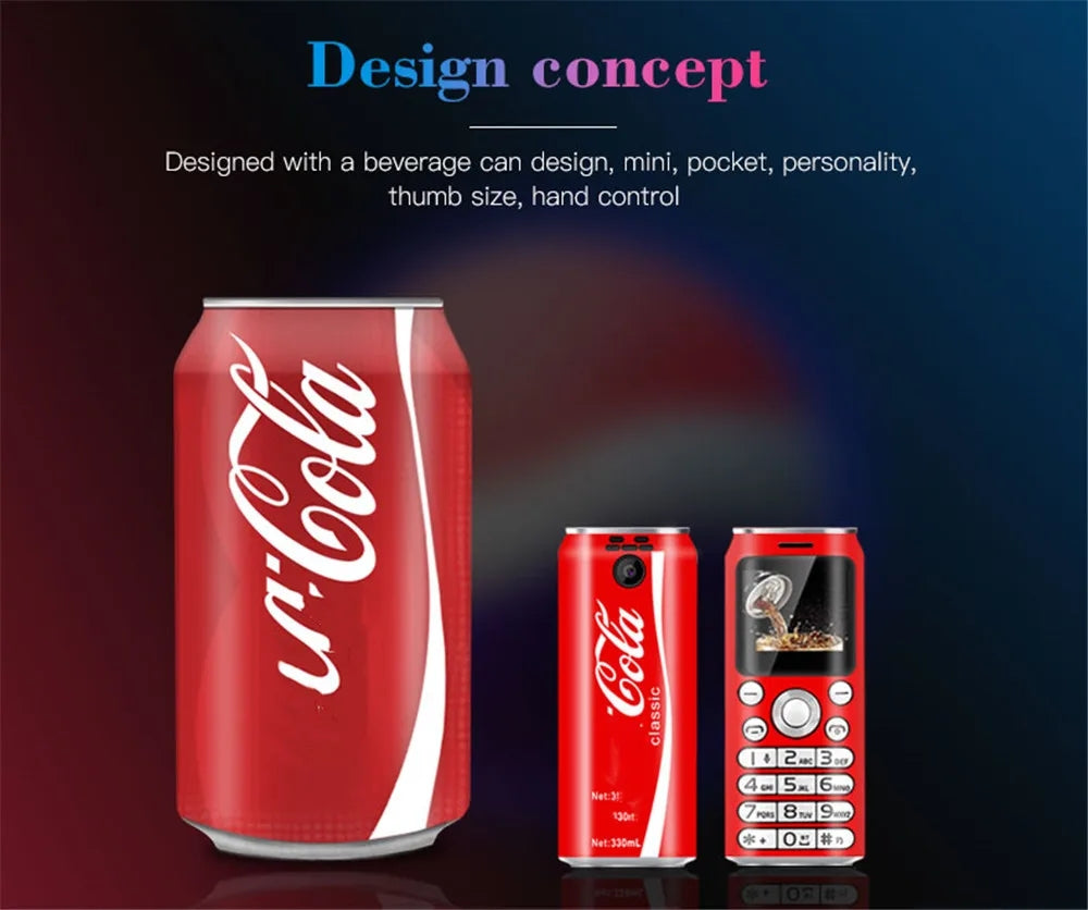 Mini téléphone Coca cola , Pepsi , Heineken double Sim