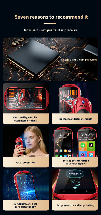 Mini Smartphone voiture de luxe, face id, Double Sim Google Play Store Android 4G