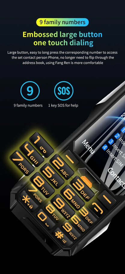 Téléphone anti chute Q9 2G 4 SIM , téléphone randonnée, chantier