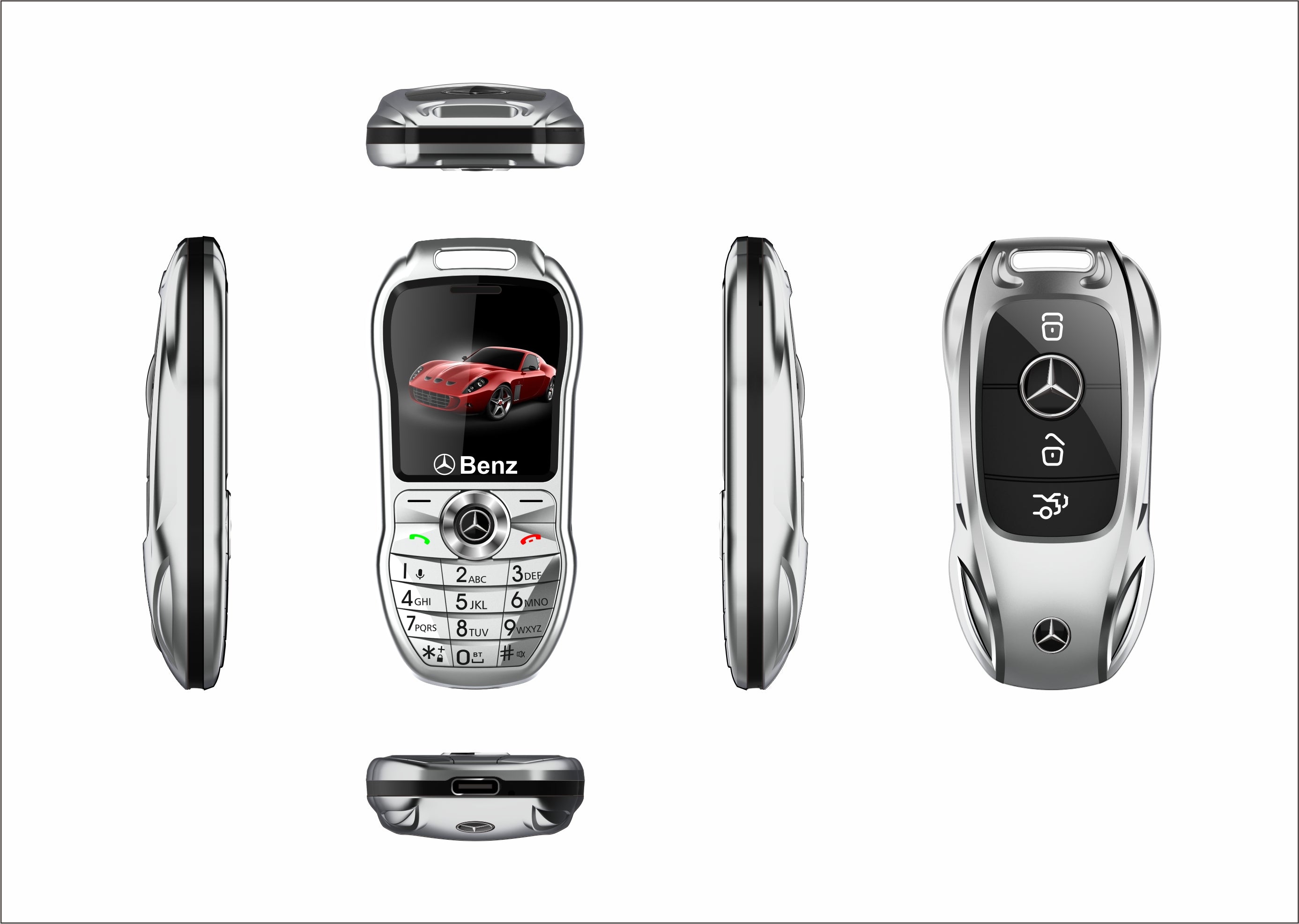 Mini téléphone Mercedes Benz clef de voiture style Double Sim