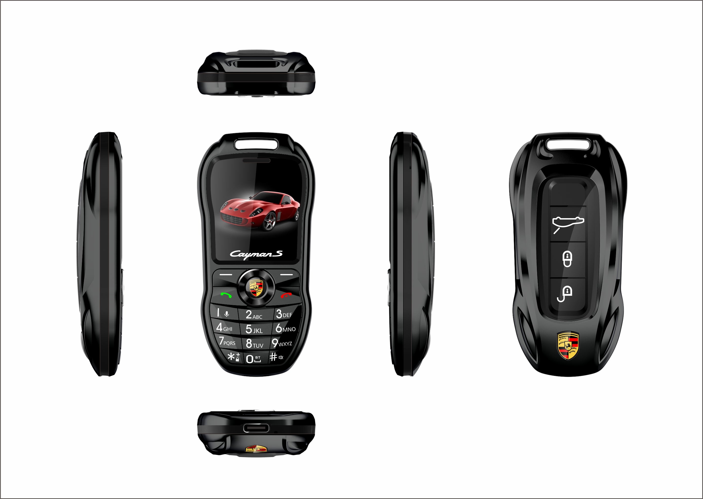 Mini téléphone Porsche Double Sim inspiré clef de voiture