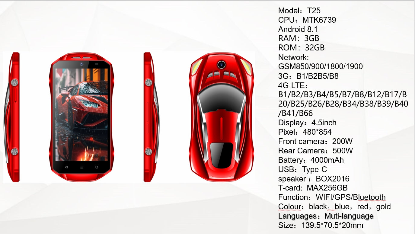 Mini Smartphone voiture de luxe, face id, Double Sim Google Play Store Android 4G