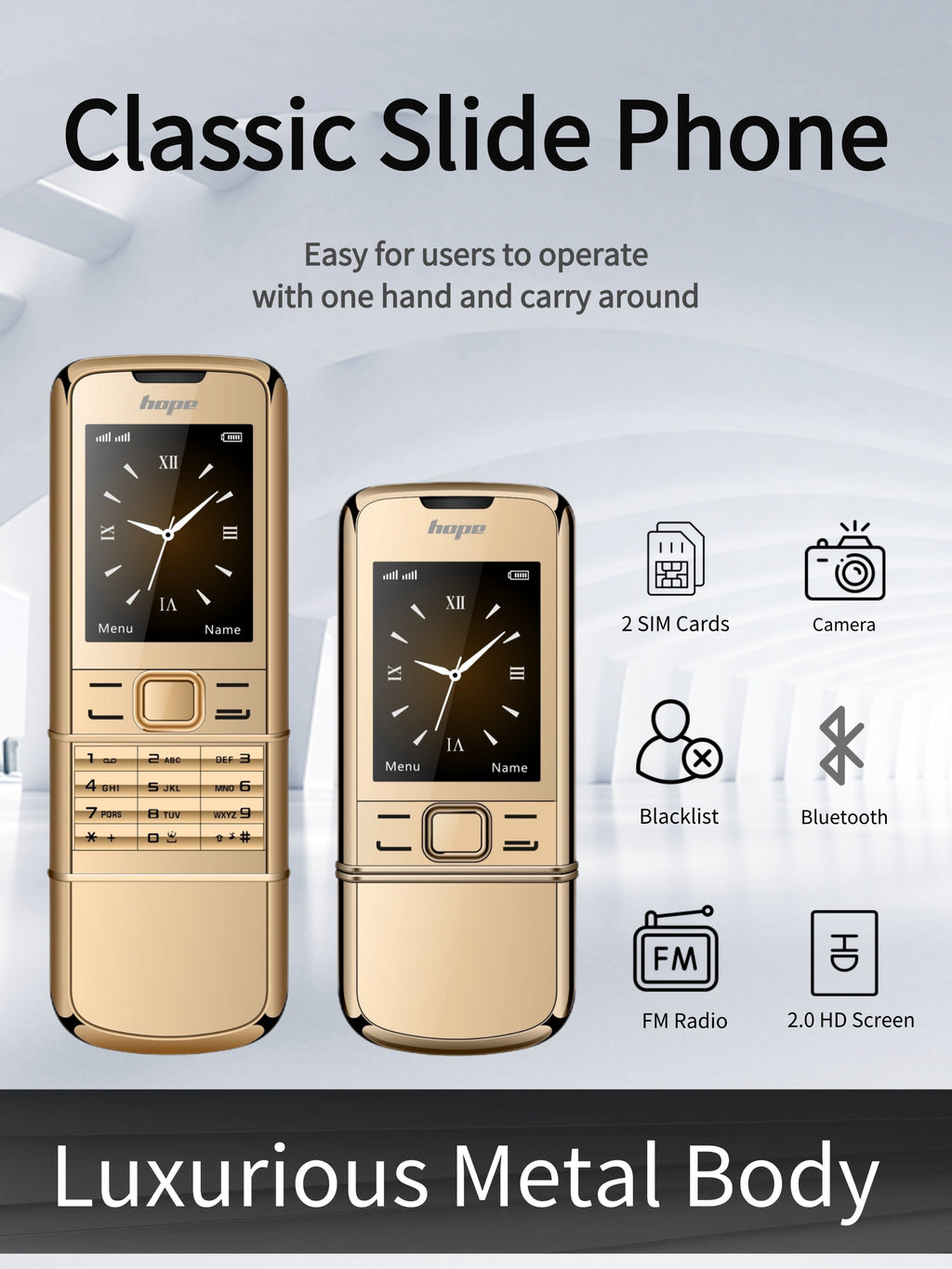 Mini téléphone de Luxe en métal Double Sim