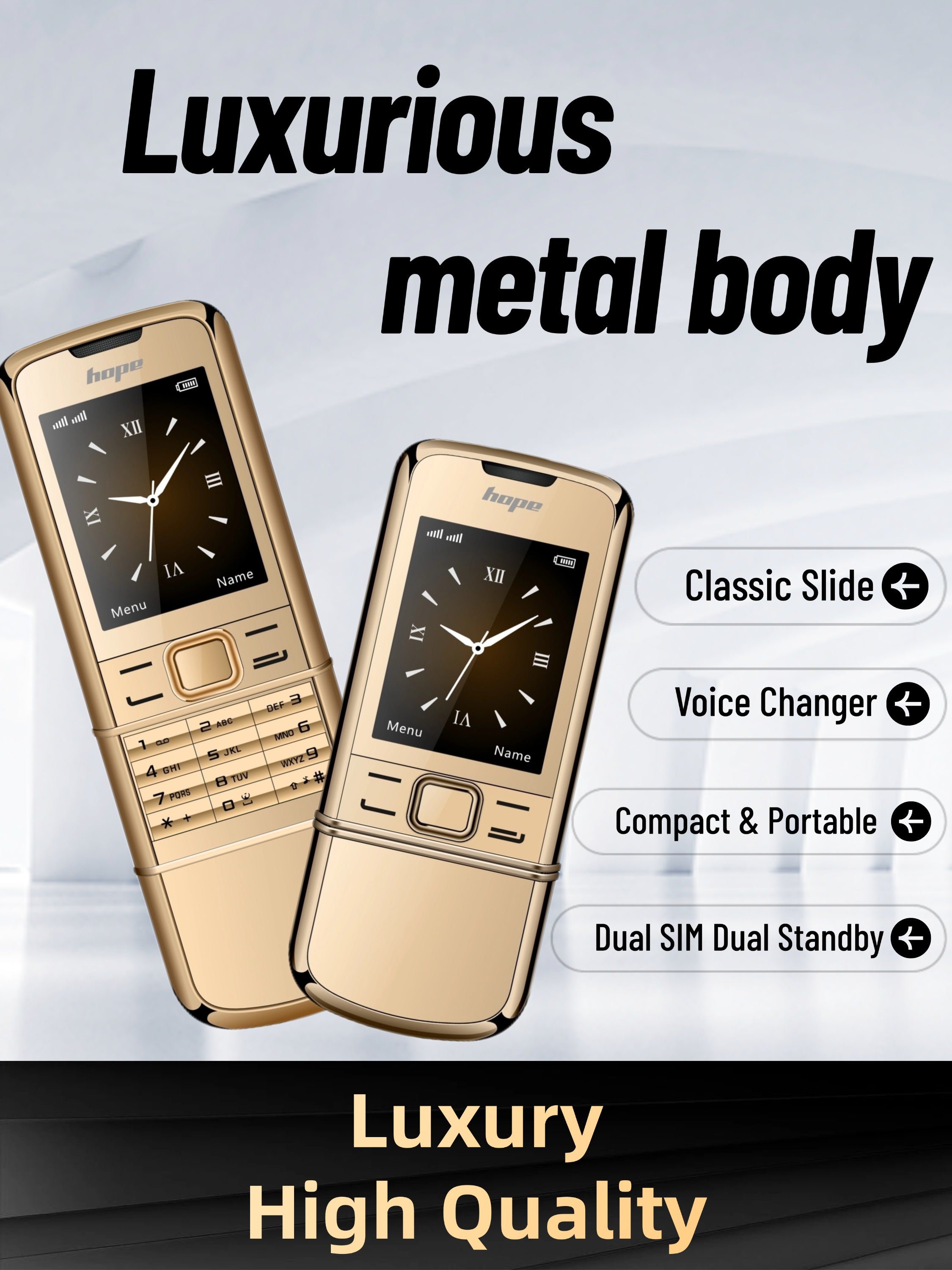 Mini téléphone de Luxe en métal Double Sim