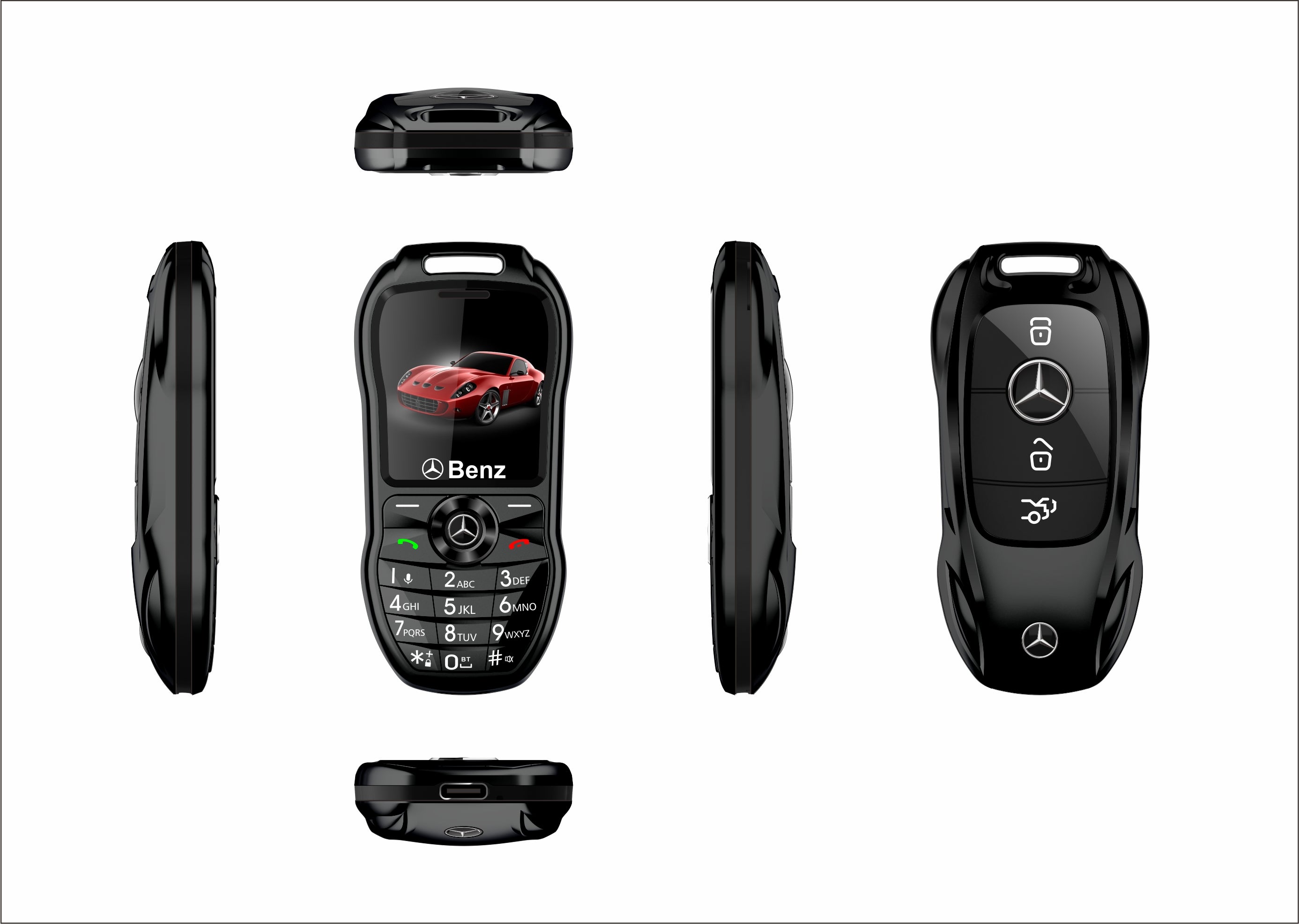 Mini téléphone Mercedes Benz clef de voiture style Double Sim