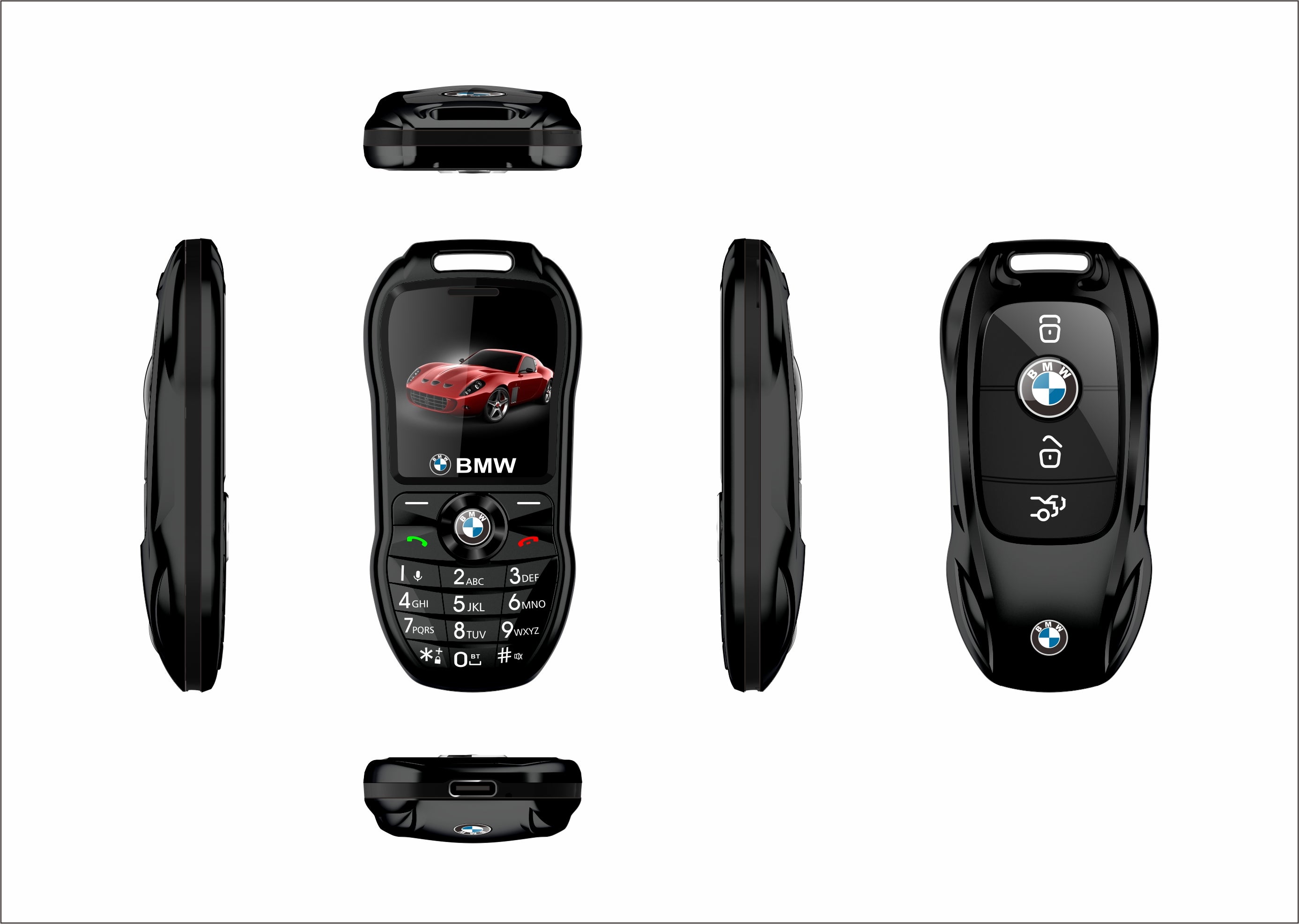 Mini téléphone portable BMW style clef de voiture Double sim