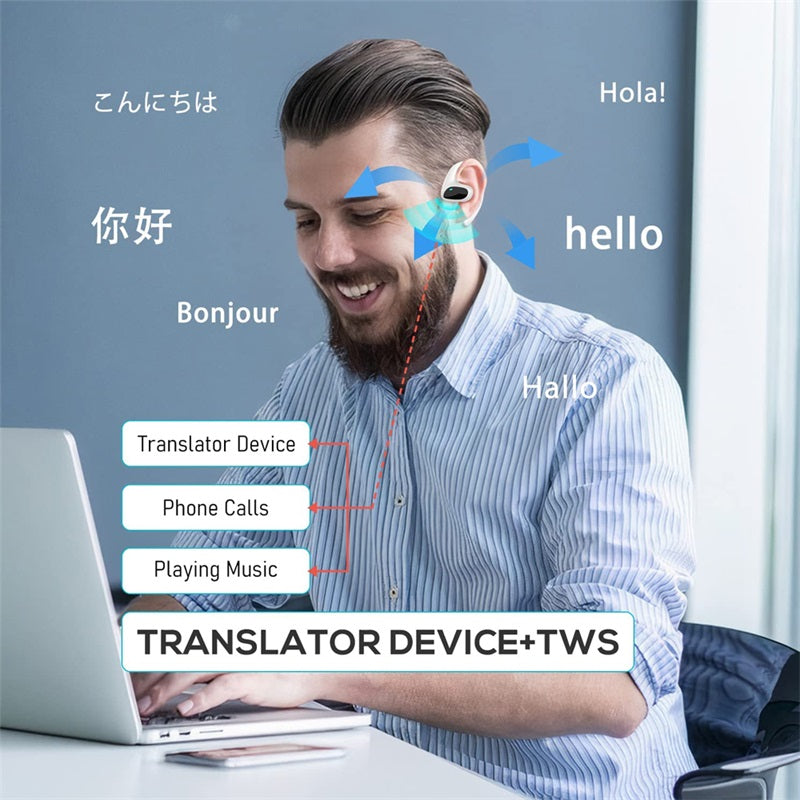 Oreillette Bluetooth traducteur, 144 langue appareil intelligent de traduction M8