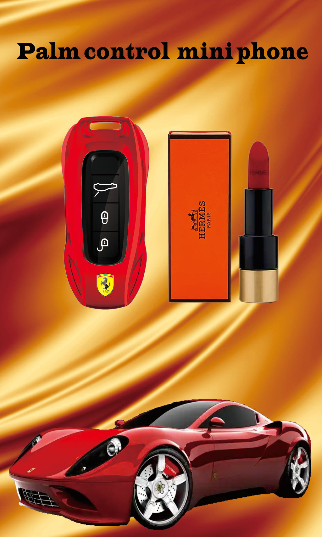 Mini téléphone portable Ferrari style clef de voiture de luxe Double Sim