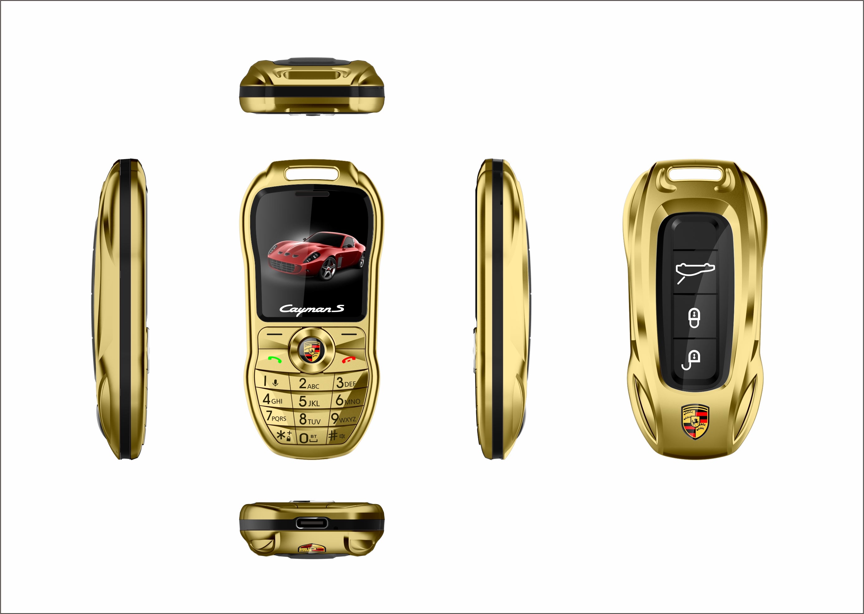 Mini téléphone Porsche Double Sim inspiré clef de voiture
