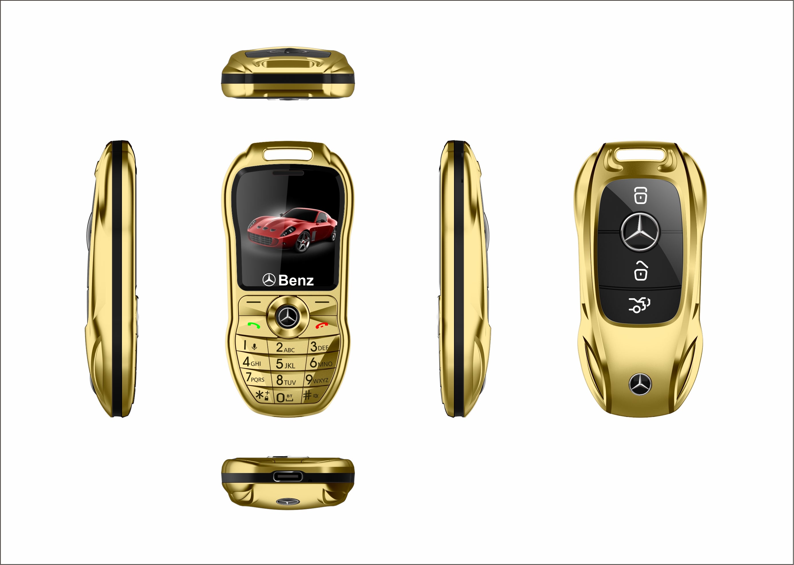 Mini téléphone Mercedes Benz clef de voiture style Double Sim