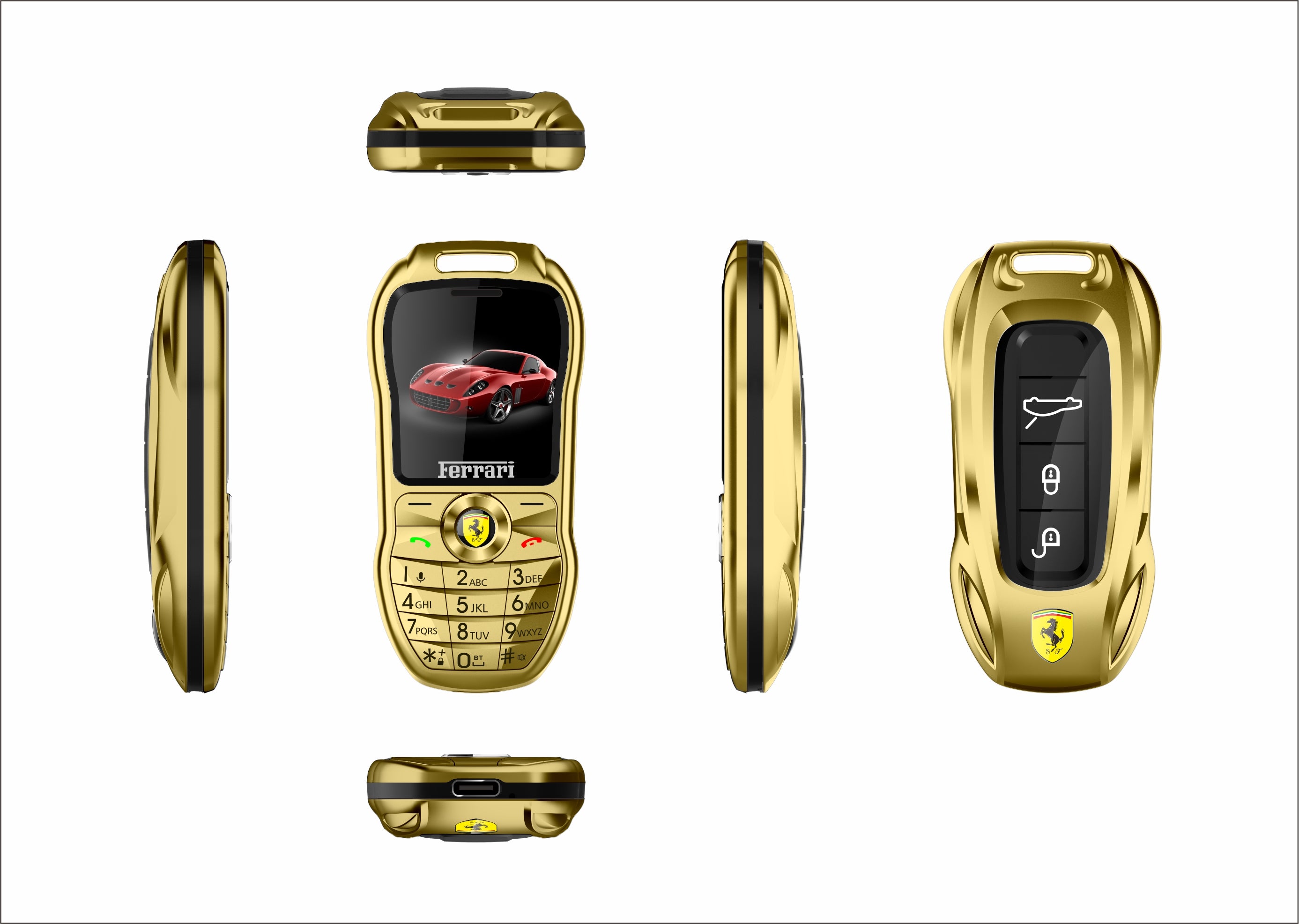 Mini téléphone portable Ferrari style clef de voiture de luxe Double Sim