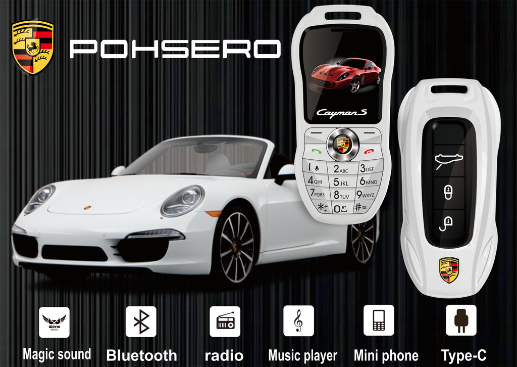 Mini téléphone Porsche Double Sim inspiré clef de voiture