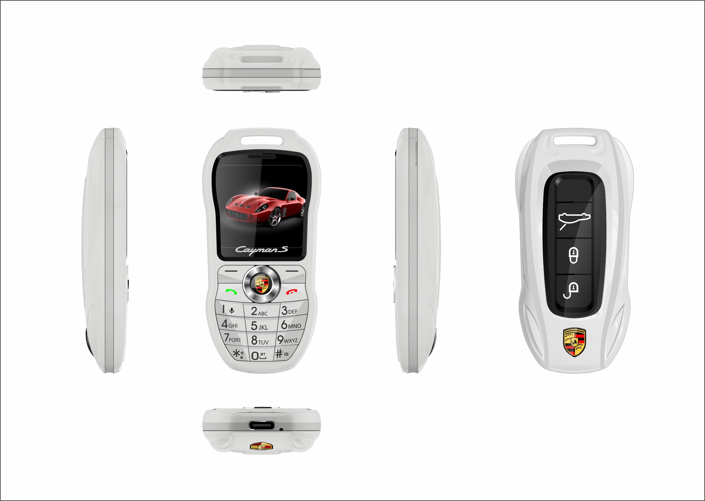 Mini téléphone Porsche Double Sim inspiré clef de voiture