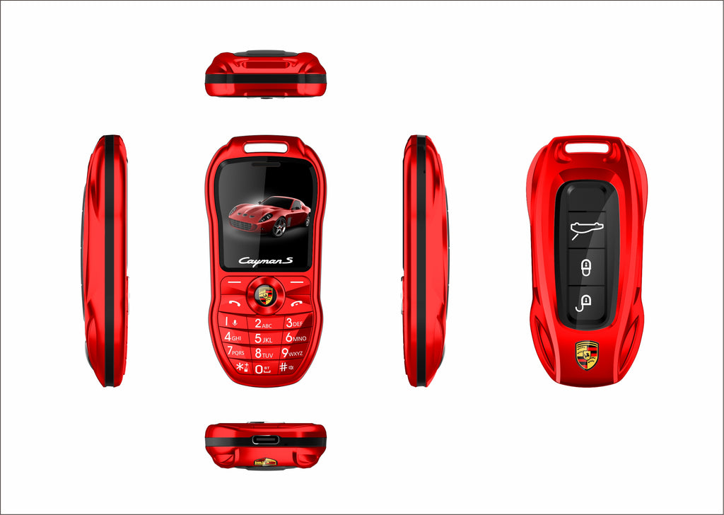 Mini téléphone Porsche Double Sim inspiré clef de voiture