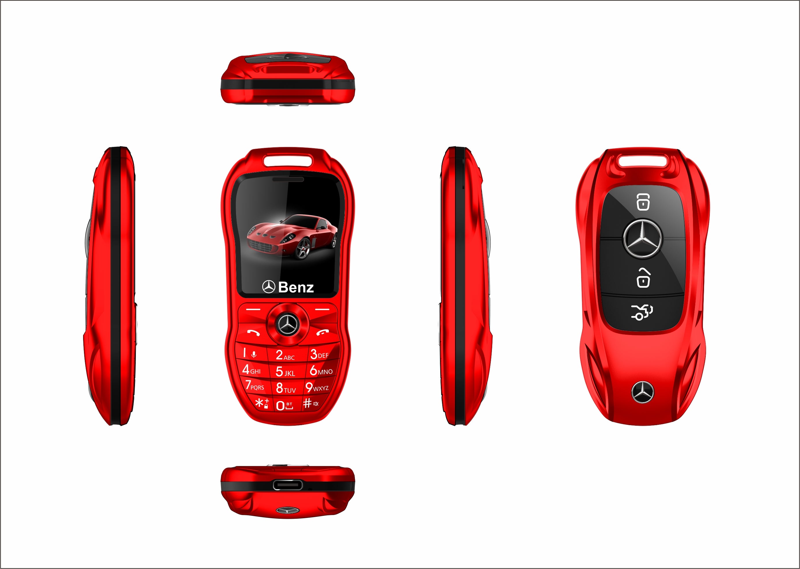 Mini téléphone Mercedes Benz clef de voiture style Double Sim