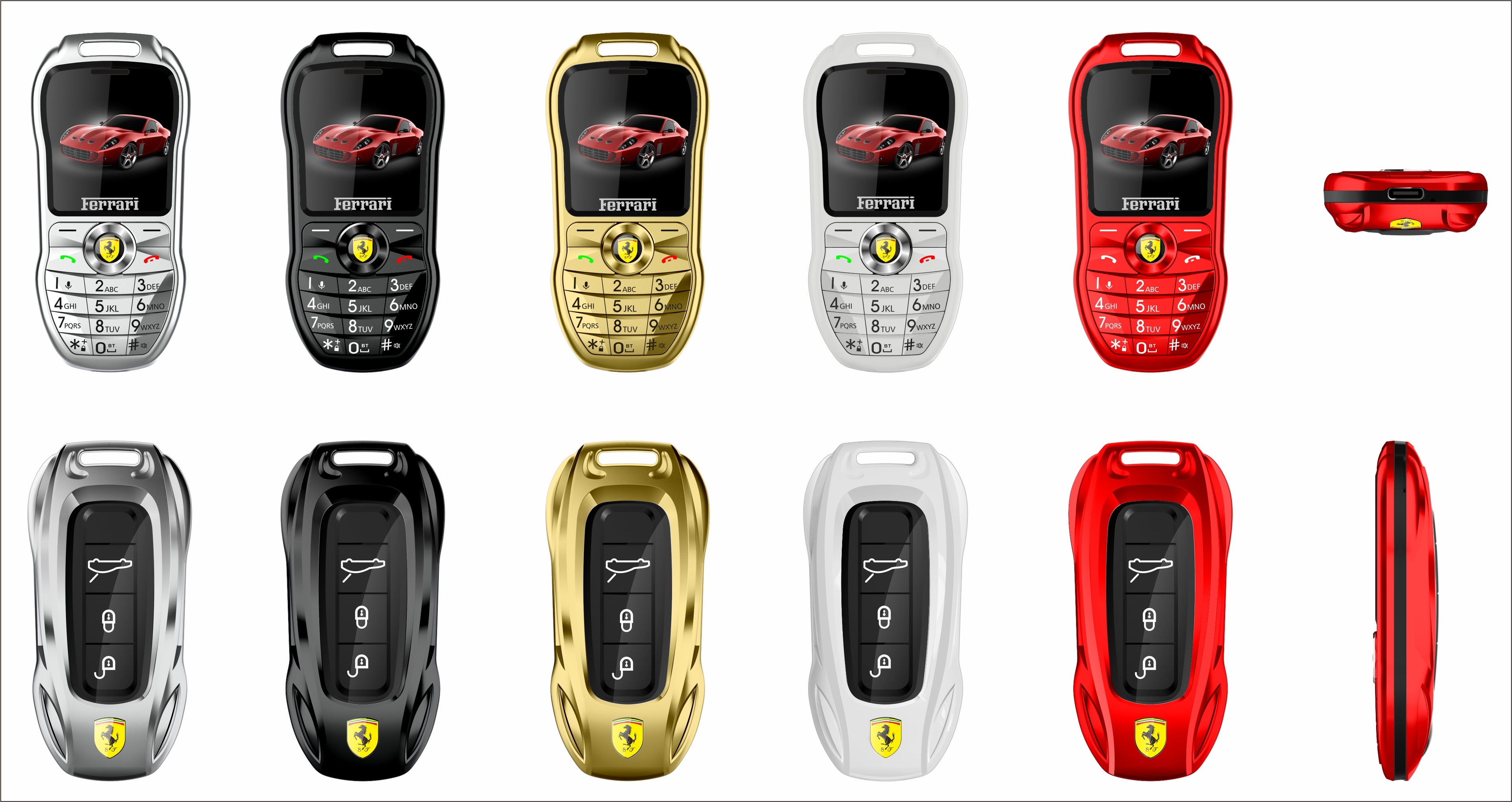 Mini téléphone portable Ferrari style clef de voiture de luxe Double Sim