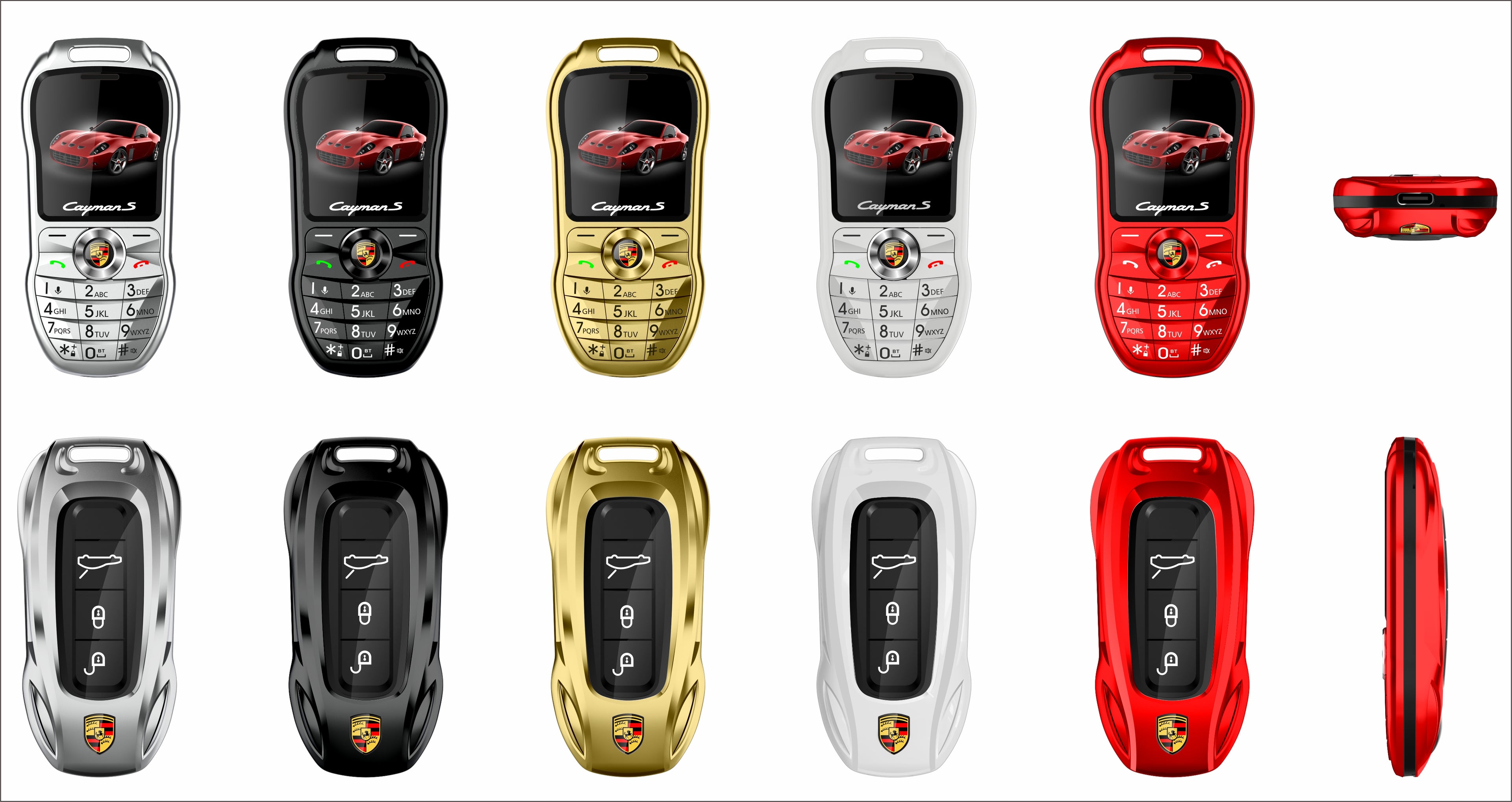 Mini téléphone Porsche Double Sim inspiré clef de voiture