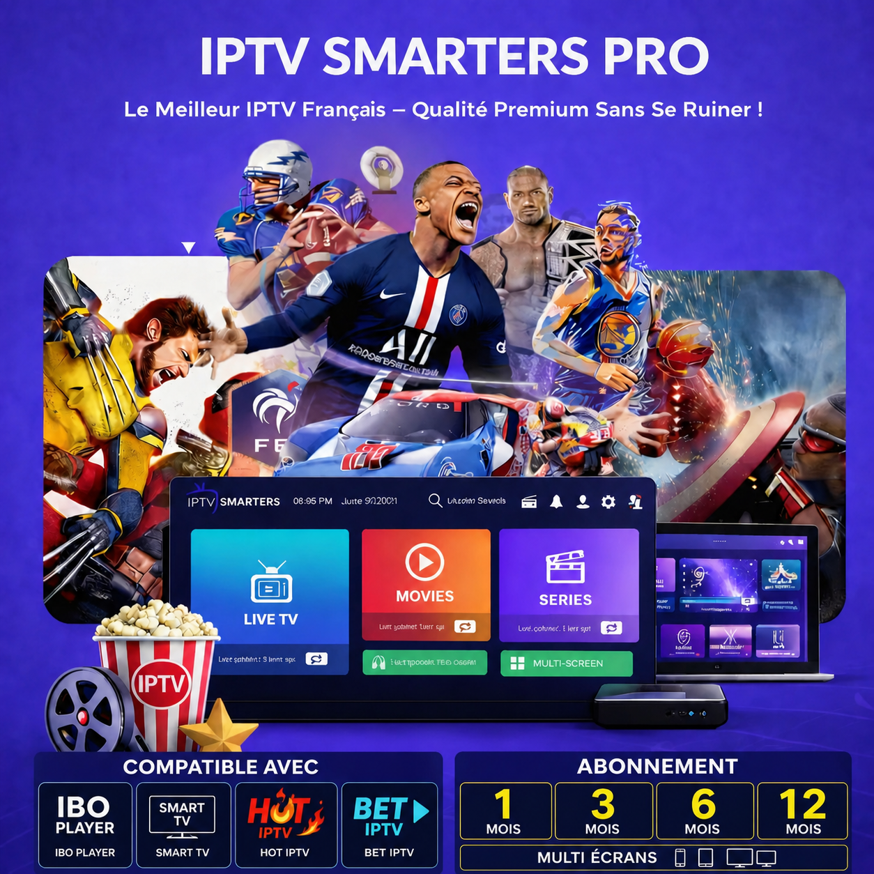 Code Smarters Pro 12 mois Android TV M3u Smart TV MegaOTT IBO PLAYER