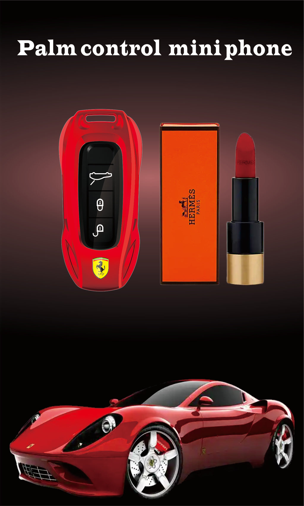 Mini téléphone portable Ferrari style clef de voiture de luxe Double Sim