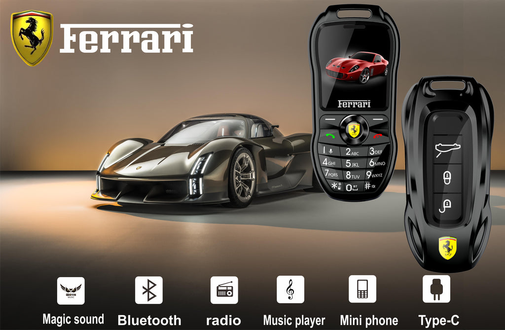 Mini téléphone portable Ferrari style clef de voiture de luxe Double Sim