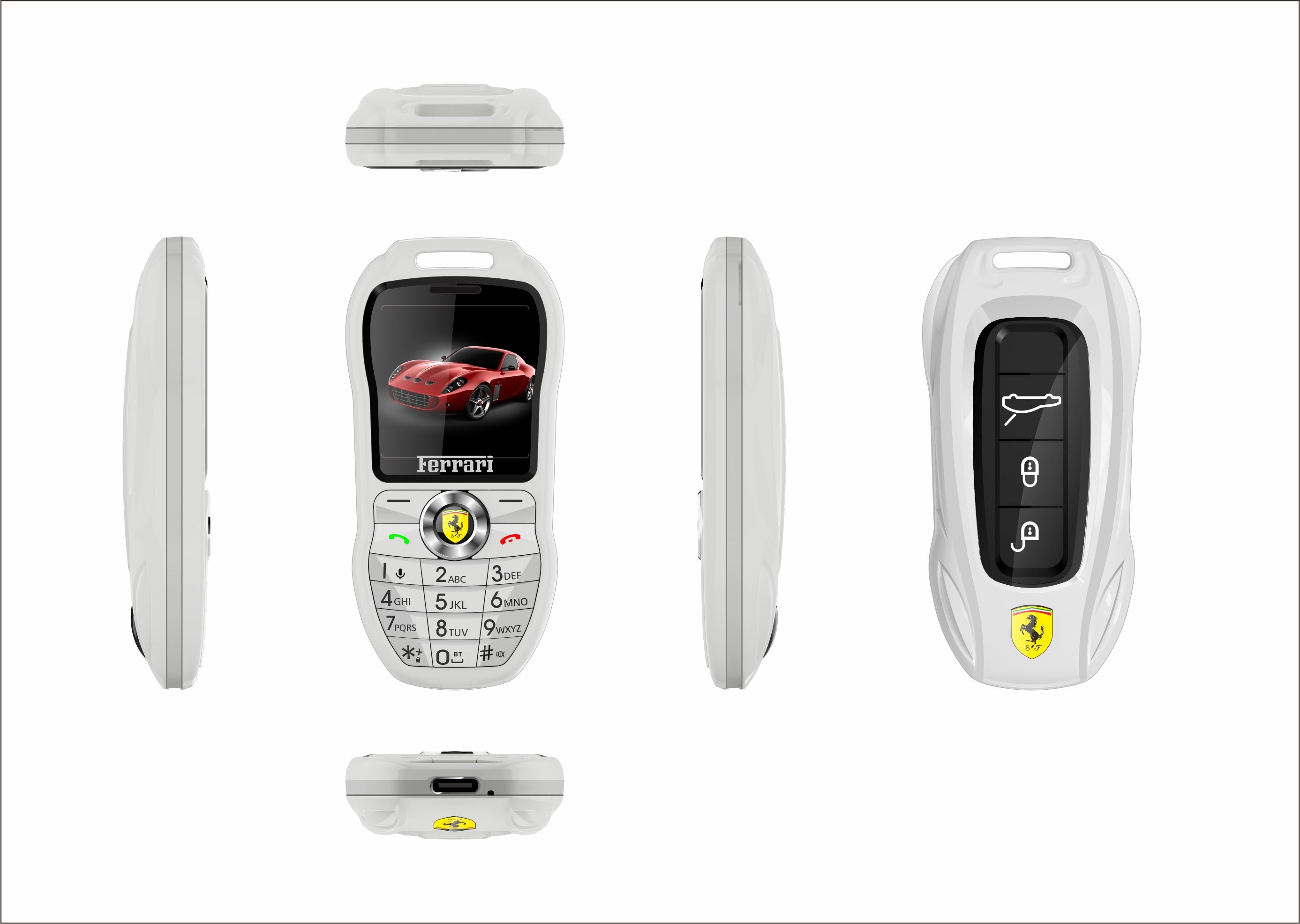 Mini téléphone portable Ferrari style clef de voiture de luxe Double Sim